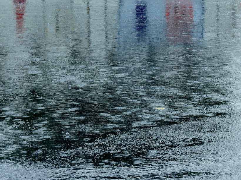 rain drop on wet asphalt road after rain